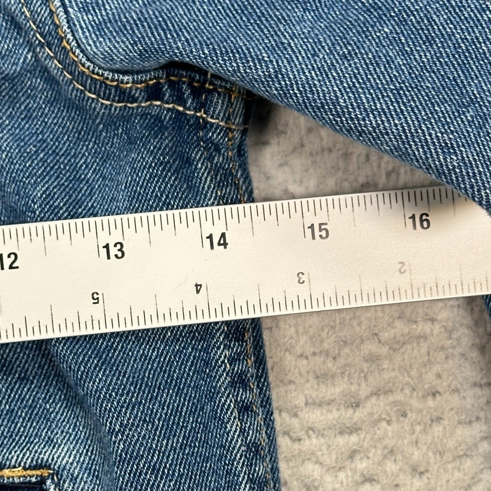 Levis Trucker Jacket Small Child Size Large Blue Denim Button Pockets - Picture 5 of 7